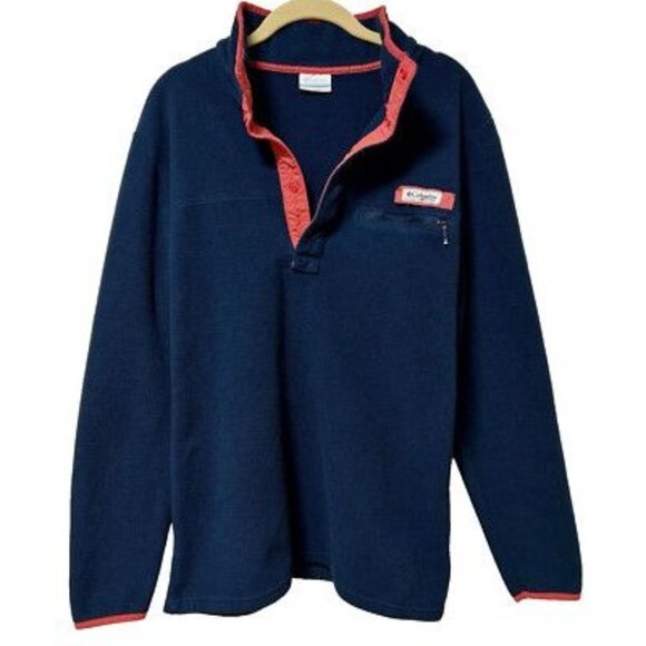 Columbia PFG Sweatshirt Mens Medium Navy Blue 1/4 Snap Pullover Mock Nec… - Picture 6 of 10